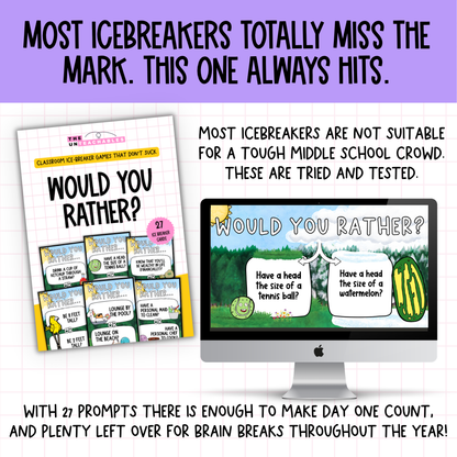 Would You Rather Card Game: Back to School Icebreaker Activity and Brain Breaks