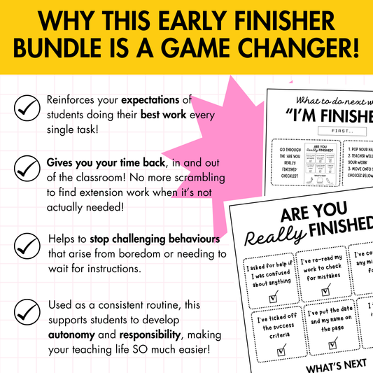 Early Finishers Activity Bundle | Choice Board, Packet, Worksheets & Reflection