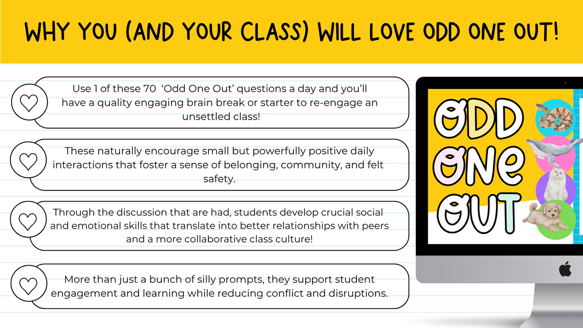 ODD ONE OUT! 70 Slides! An Engaging Brain Break, Bell Ringer, Game | Grades 5+
