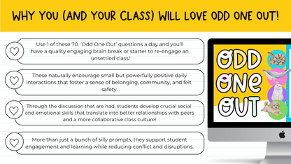 ODD ONE OUT! 70 Slides! An Engaging Brain Break, Bell Ringer, Game | Grades 5+
