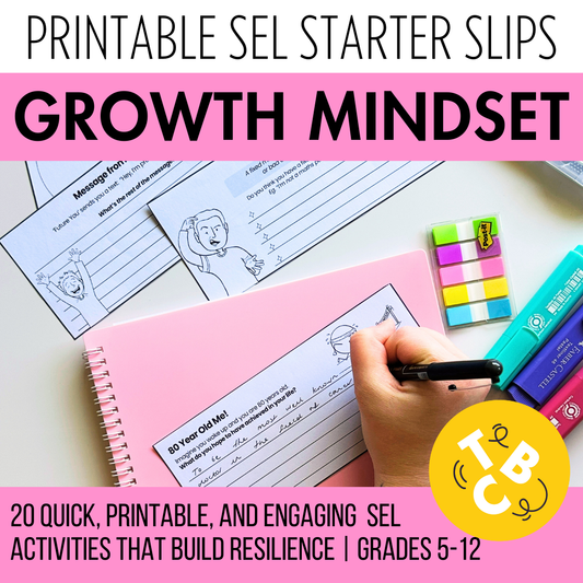Growth Mindset SEL Starters | 20 Printable Activities, Prompts, Bell Ringers