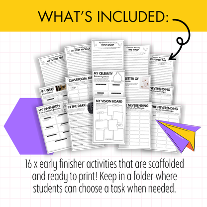 Early Finishers Activity Bundle | Choice Board, Packet, Worksheets & Reflection