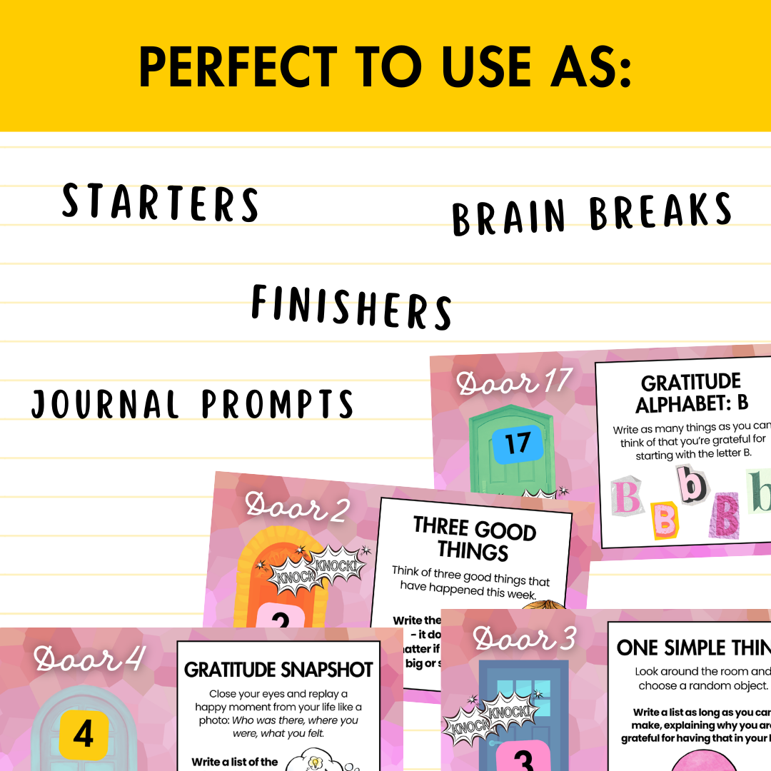 Open the Door to Gratitude | 40 Activities perfect for Bell Ringers & Breaks