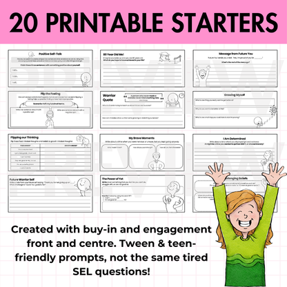 Growth Mindset SEL Starters | 20 Printable Activities, Prompts, Bell Ringers