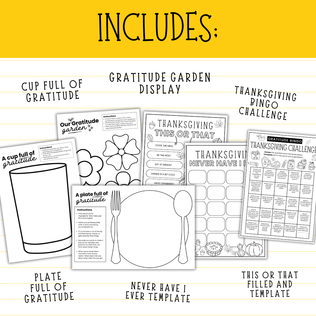 Thanksgiving Printable Activity Bundle: All the Grab-and-Go Gratitude Goodies!