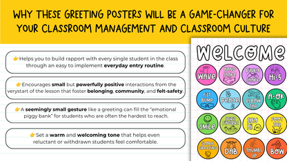 Morning Greetings Choice Posters. Positive Entry Routine for Upper Primary, Middle and High