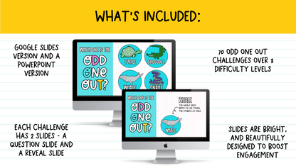 ODD ONE OUT! 70 Slides! An Engaging Brain Break, Bell Ringer, Game | Grades 5+