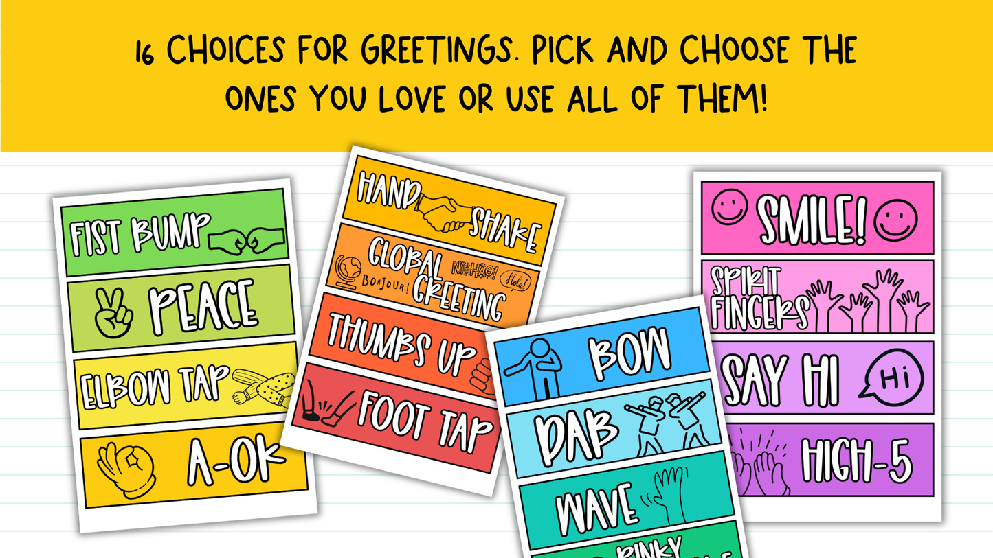 Morning Greetings Choice Posters. Positive Entry Routine for Upper Primary, Middle and High