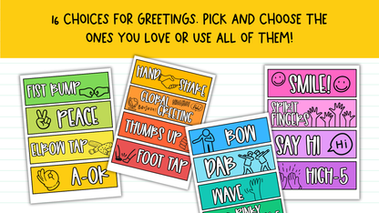 Morning Greetings Choice Posters. Positive Entry Routine for Upper Primary, Middle and High