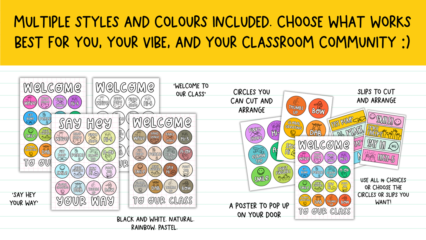 Morning Greetings Choice Posters. Positive Entry Routine for Upper Primary, Middle and High