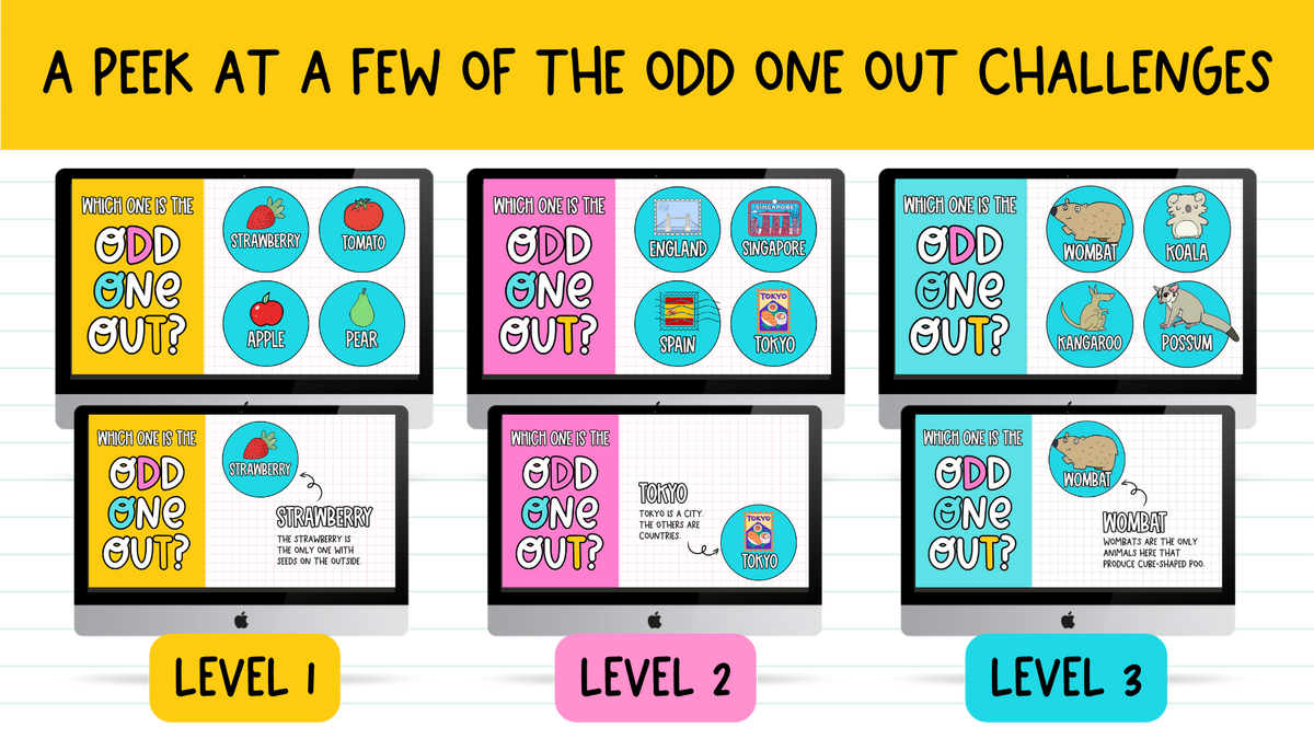 ODD ONE OUT! 70 Slides! An Engaging Brain Break, Bell Ringer, Game | Grades 5+