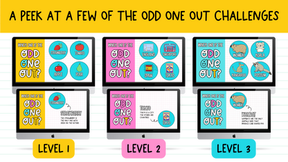 ODD ONE OUT! 70 Slides! An Engaging Brain Break, Bell Ringer, Game | Grades 5+