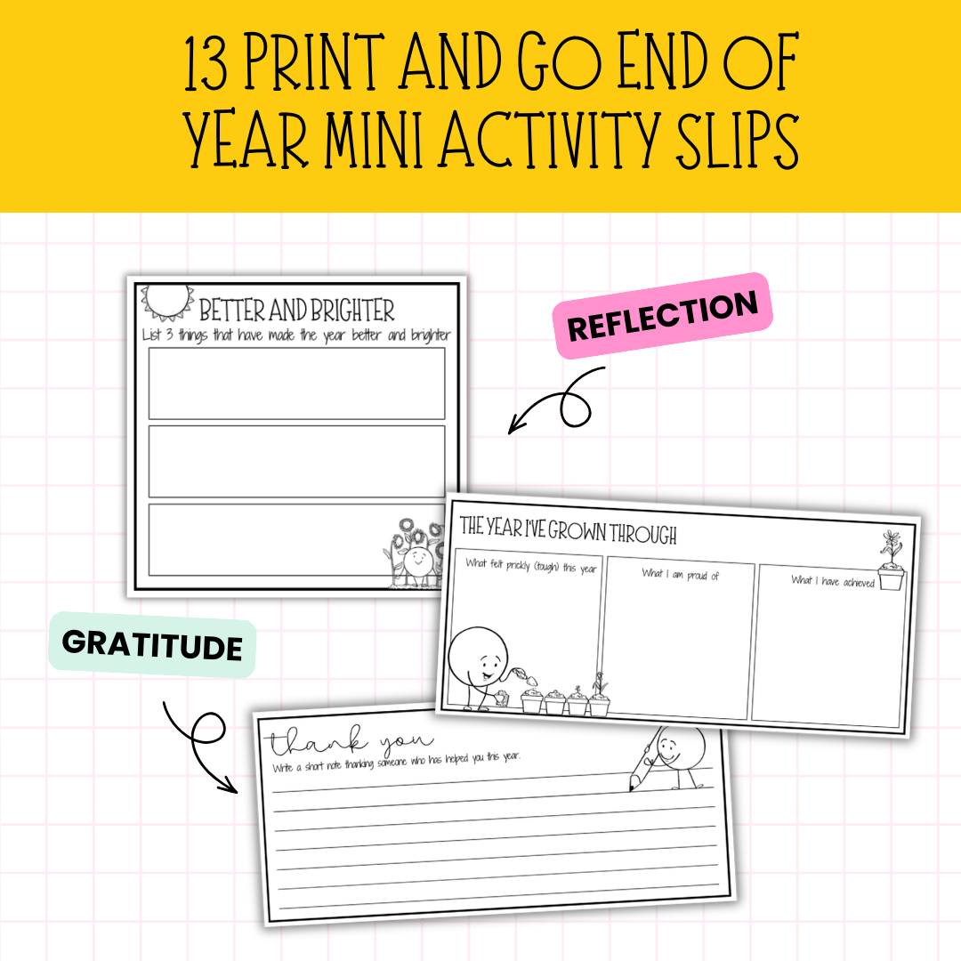 13 End of Year Reflection Bell Ringers | No Prep Summer Starter Slips Grades 5+