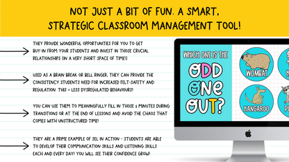 ODD ONE OUT! 70 Slides! An Engaging Brain Break, Bell Ringer, Game | Grades 5+
