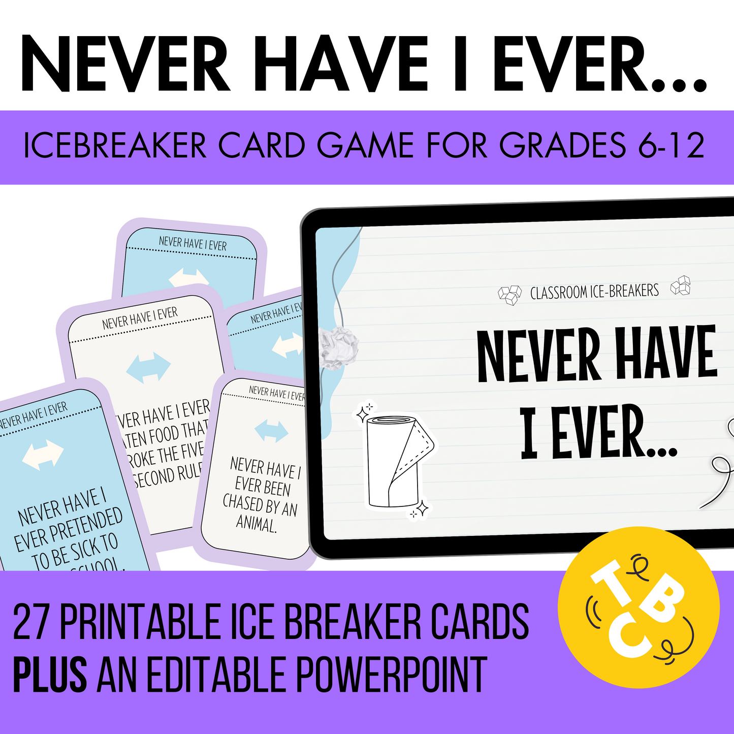 Never Have I Ever Card Game: Back to School Icebreaker Activity and Brain Breaks