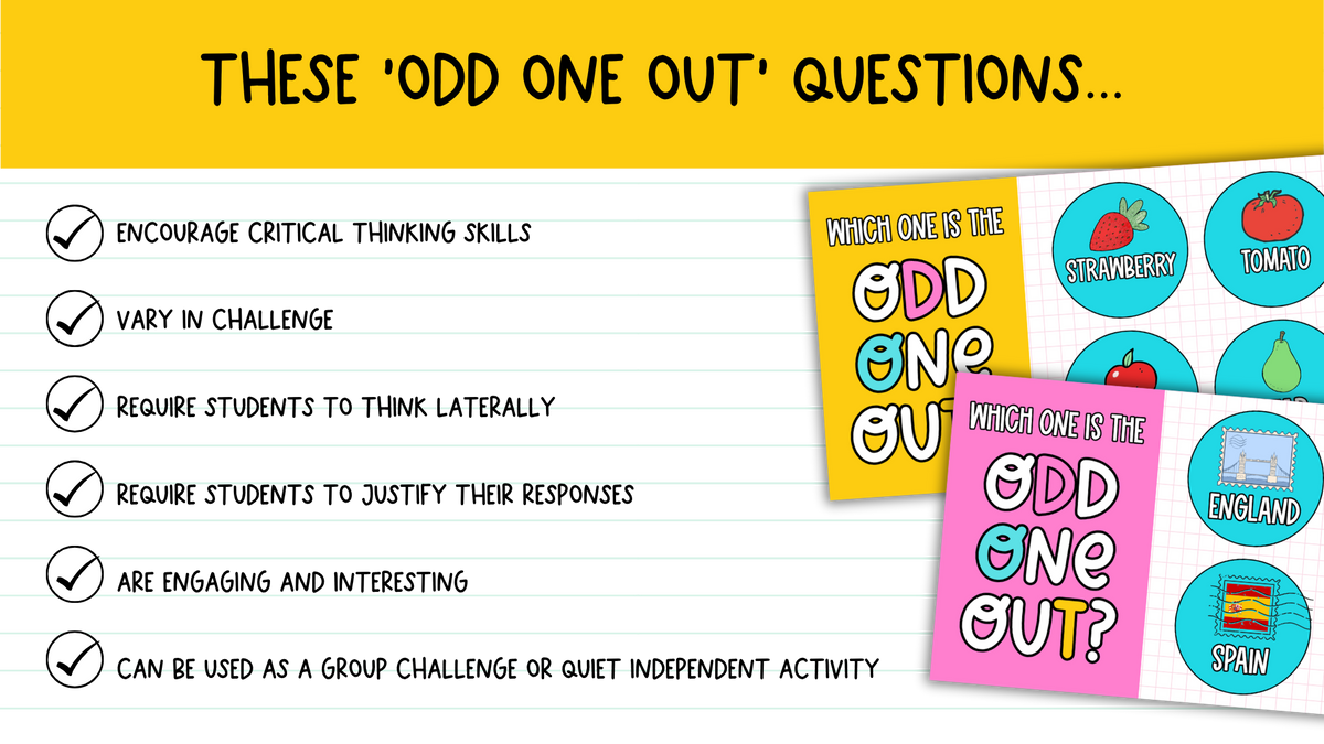 ODD ONE OUT! 70 Slides! An Engaging Brain Break, Bell Ringer, Game | Grades 5+