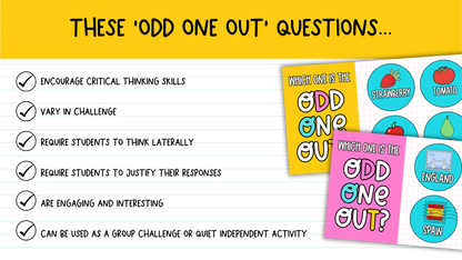 ODD ONE OUT! 70 Slides! An Engaging Brain Break, Bell Ringer, Game | Grades 5+