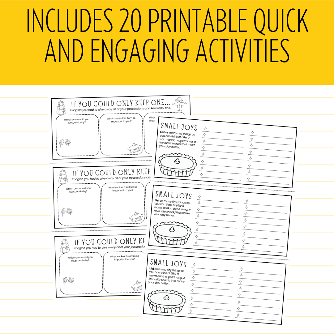 20 x Thanksgiving Themed Fun Bell Ringer & Starter Slips | Middle & High School