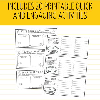 20 x Thanksgiving Themed Fun Bell Ringer & Starter Slips | Middle & High School