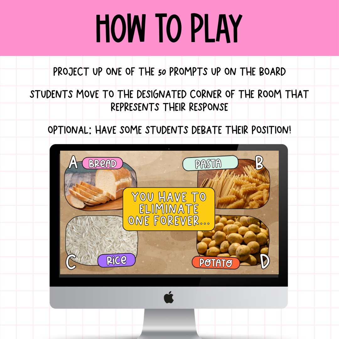 Four Corners Icebreaker & Brain Break Game | Back to School Grade 5+ | 50 SLIDES
