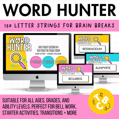 WORD HUNTER! 150 Slides for Morning Work, Brain Break Activity, Bell Ringers