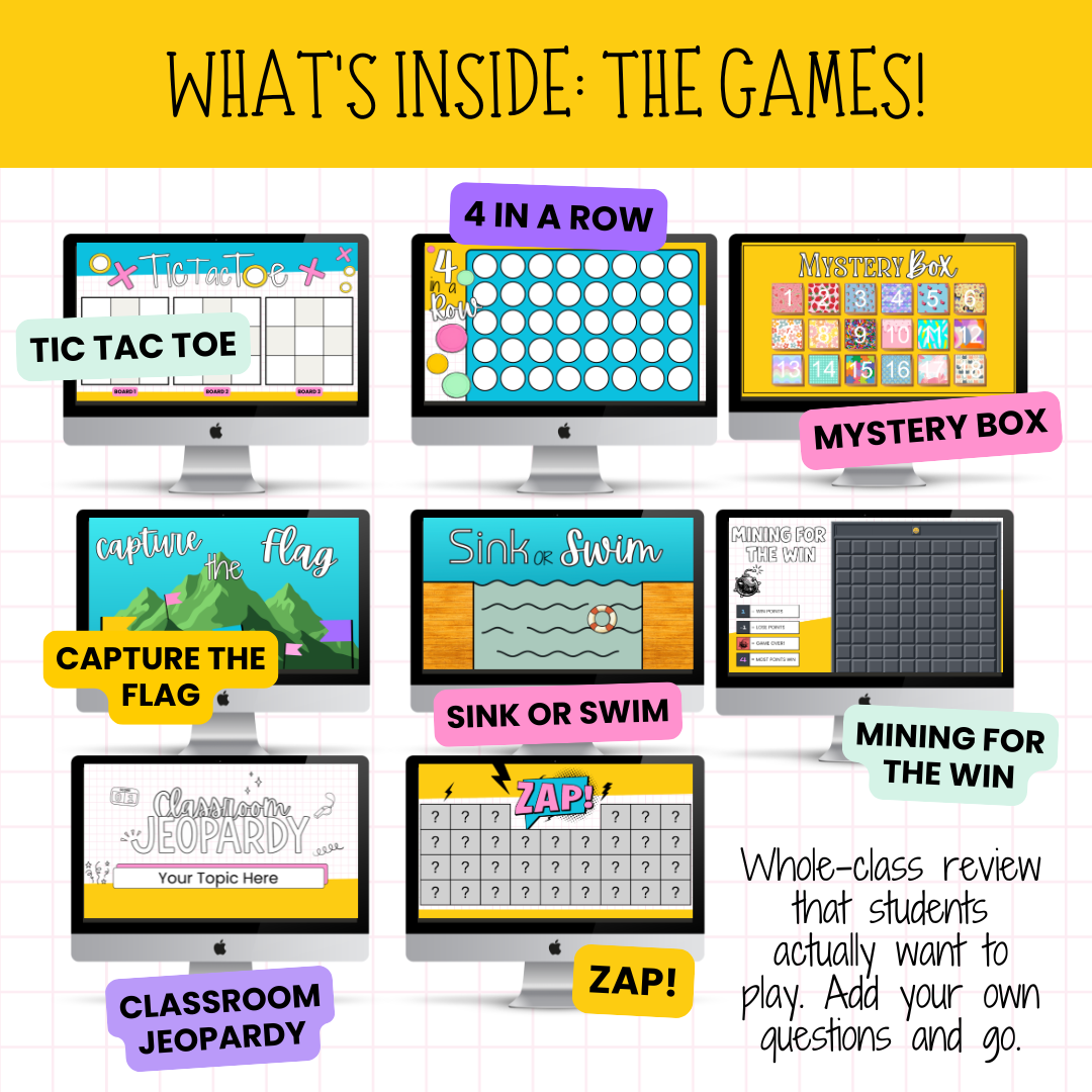 Whole-Class Review Games Bundle | 8 Engaging Recall Games for ANY Subject!