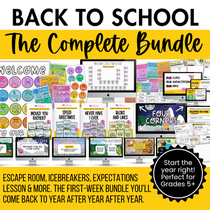The COMPLETE Back to School Bundle! Icebreakers, Expectations, Escape Room +MORE | Upper Primary, Middle and High School