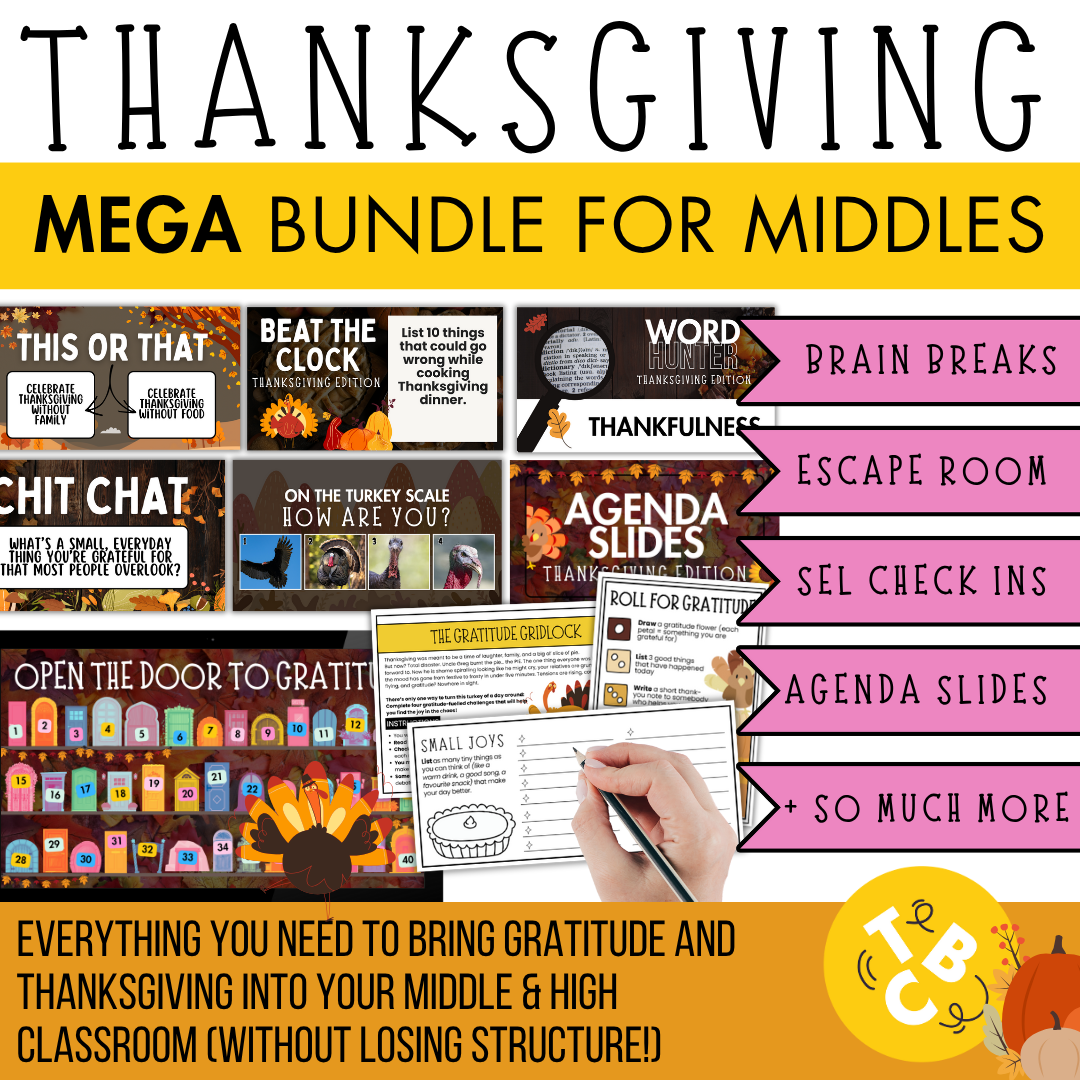 MEGA Thanksgiving Bundle | Escape Room, Bell Ringers, SEL + MORE | Middle & High
