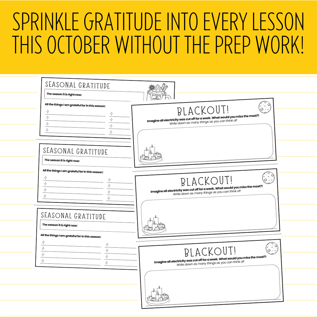 20 x Thanksgiving Themed Fun Bell Ringer & Starter Slips | Middle & High School