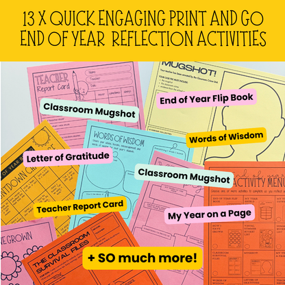 End of Year Printables Bundle | Zero Prep Summer Activities for Middle & High