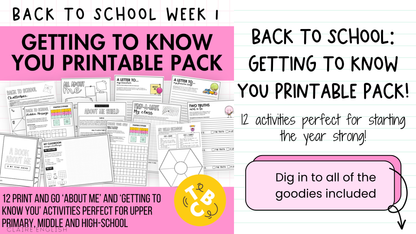 Back to School Getting to Know You Pack: 12 First Day Middle / High Activities
