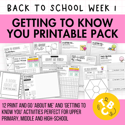 Back to School Getting to Know You Pack: 12 First Day Middle / High Activities