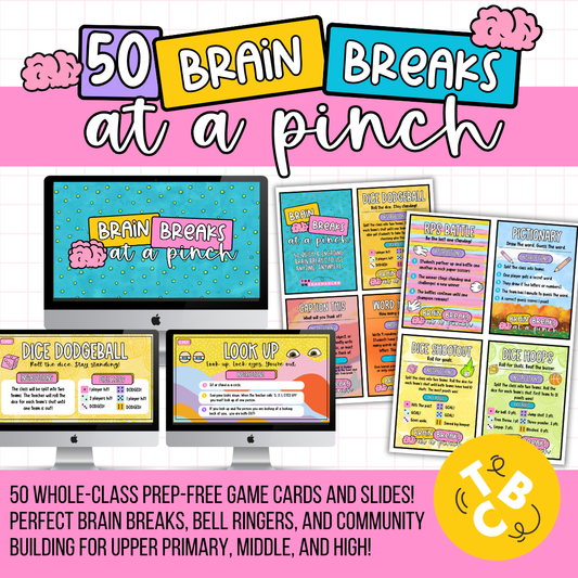 50 Brain Breaks at a Pinch | Engaging Zero-Prep Classroom Games Cards + Slides