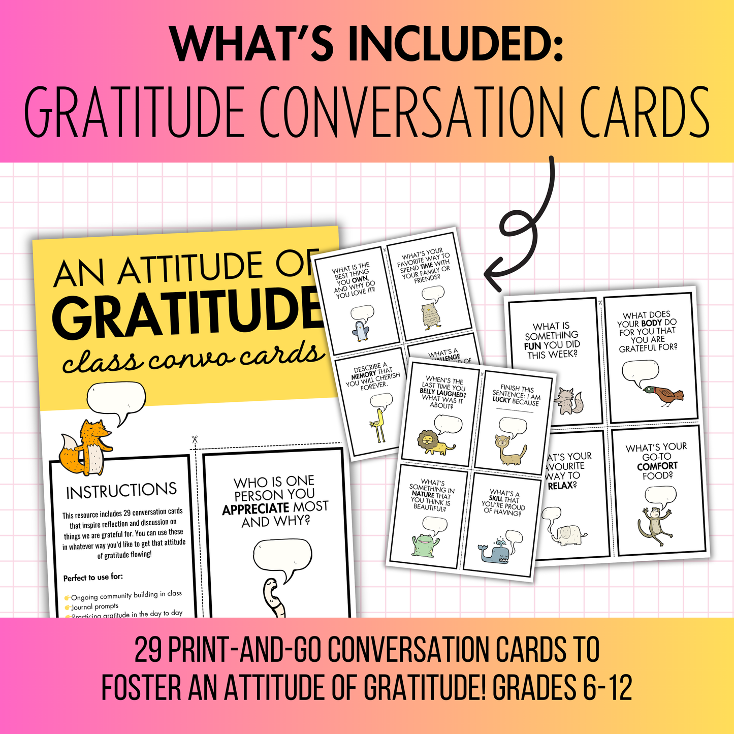 Gratitude BUNDLE! Conversation Prompts, Activities, Task Cards for Gratitude