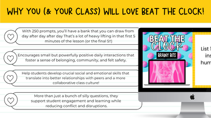 Beat the Clock! | 250 prompts for Bell Ringers, Brain Breaks, Morning Work +MORE