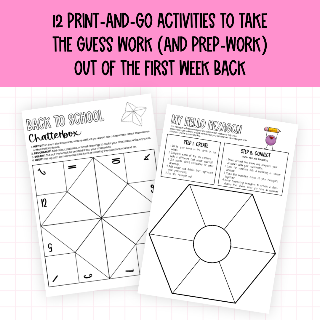 Back to School Getting to Know You Pack: 12 First Day Middle / High Activities