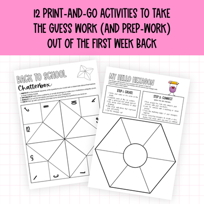 Back to School Getting to Know You Pack: 12 First Day Middle / High Activities
