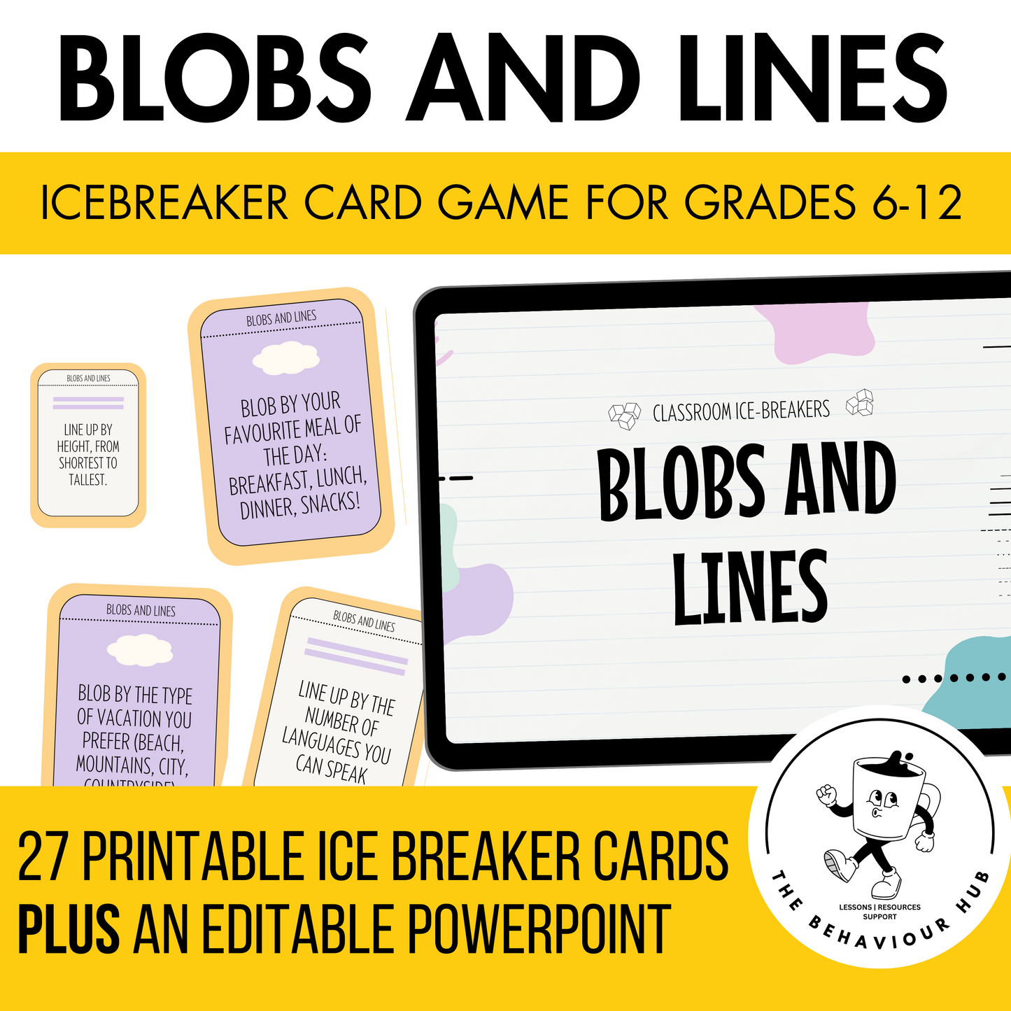 Blobs and Lines Card Game: Back to School Icebreaker Activity and Brain Breaks