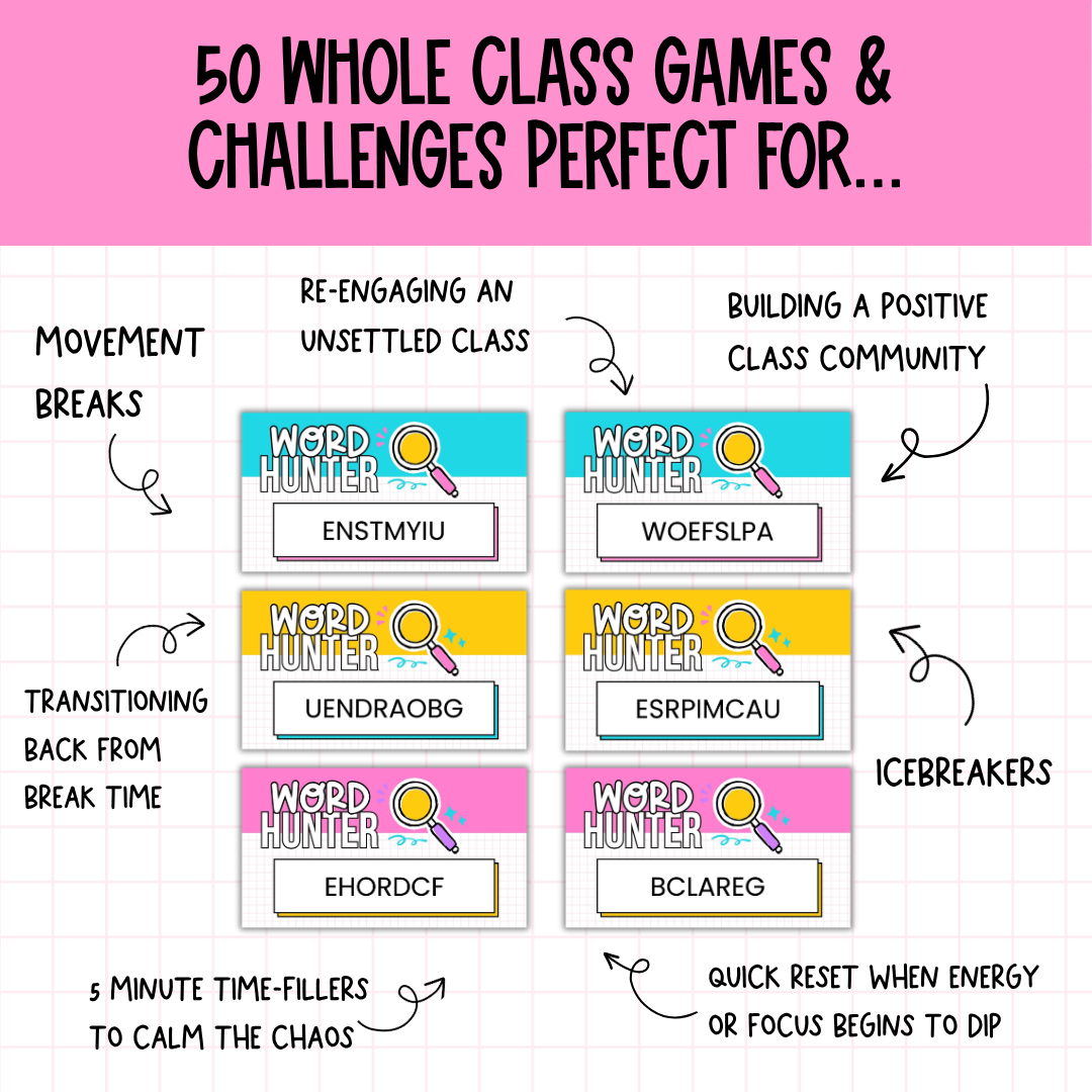 50 Brain Breaks at a Pinch | Engaging Zero-Prep Classroom Games Cards + Slides