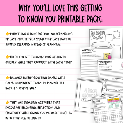 Back to School Getting to Know You Pack: 12 First Day Middle / High Activities