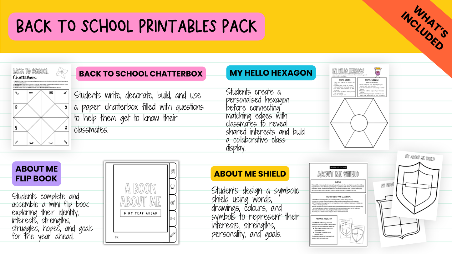 Back to School Getting to Know You Pack: 12 First Day Middle / High Activities