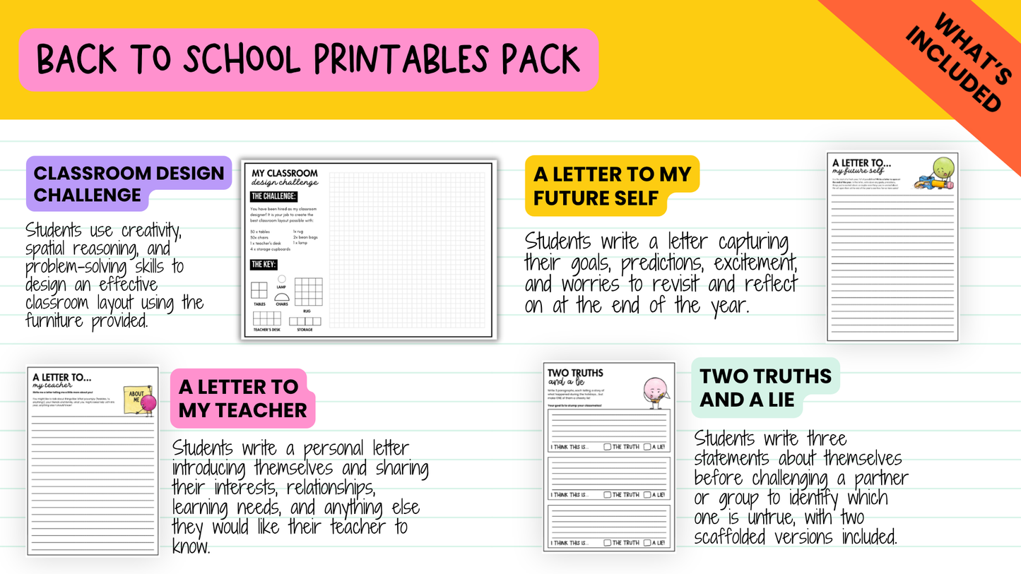 Back to School Getting to Know You Pack: 12 First Day Middle / High Activities