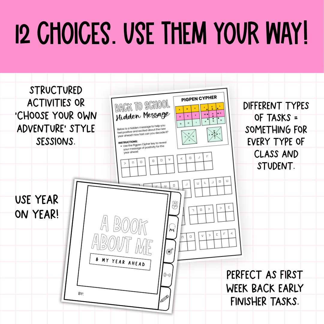 Back to School Getting to Know You Pack: 12 First Day Middle / High Activities