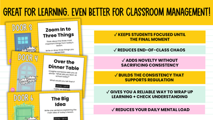 THE EXIT DOORS! 40 Exit Task / Ticket Activity Routine Slides | Grades 2-5