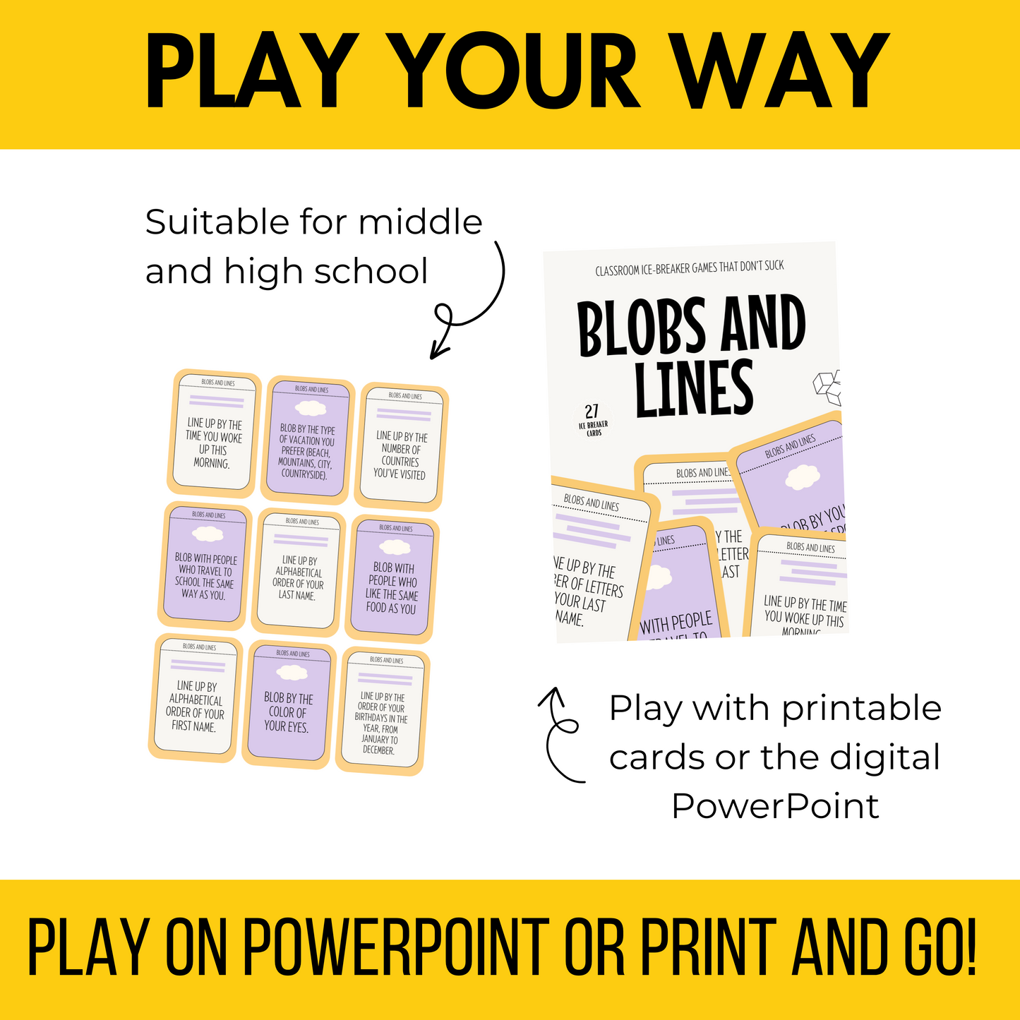 Blobs and Lines Card Game: Back to School Icebreaker Activity and Brain Breaks