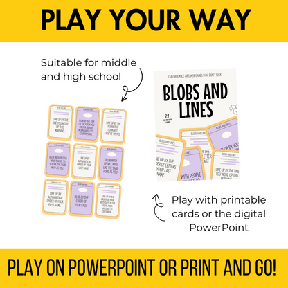 Blobs and Lines Card Game: Back to School Icebreaker Activity and Brain Breaks