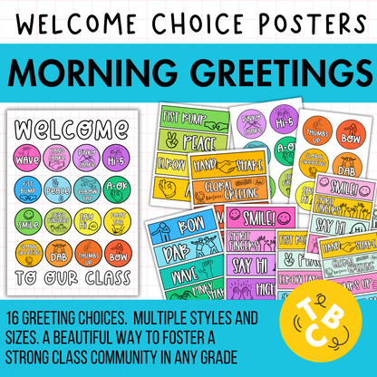 Morning Greetings Choice Posters. Positive Entry Routine for Upper Primary, Middle and High