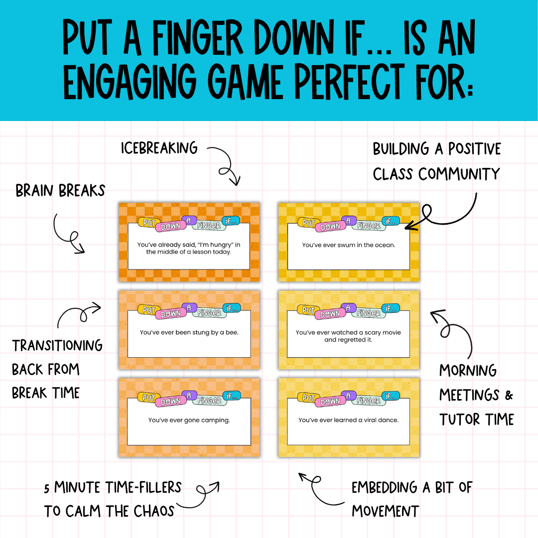 Put a Finger Down If… | Engaging Icebreaker or Brain Break Game for All Grades