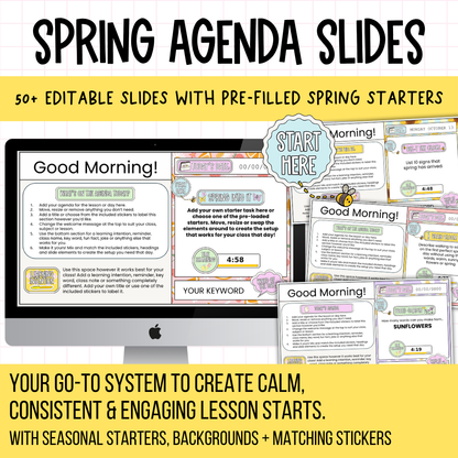 Spring Agenda Slides | w/ 50+ Seasonal Bell Ringers, Do Nows, Starter Activities