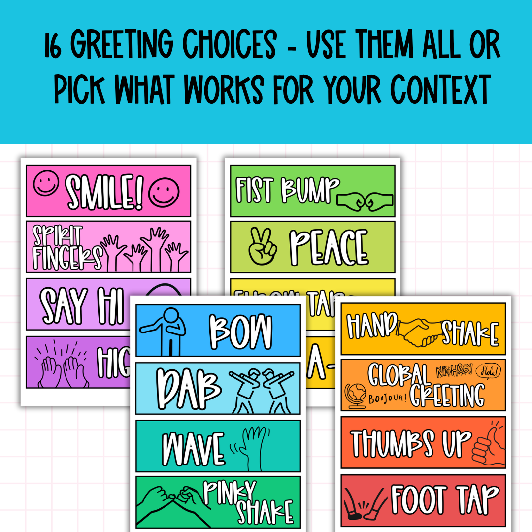 Morning Greetings Choice Posters. Positive Entry Routine for Upper Primary, Middle and High